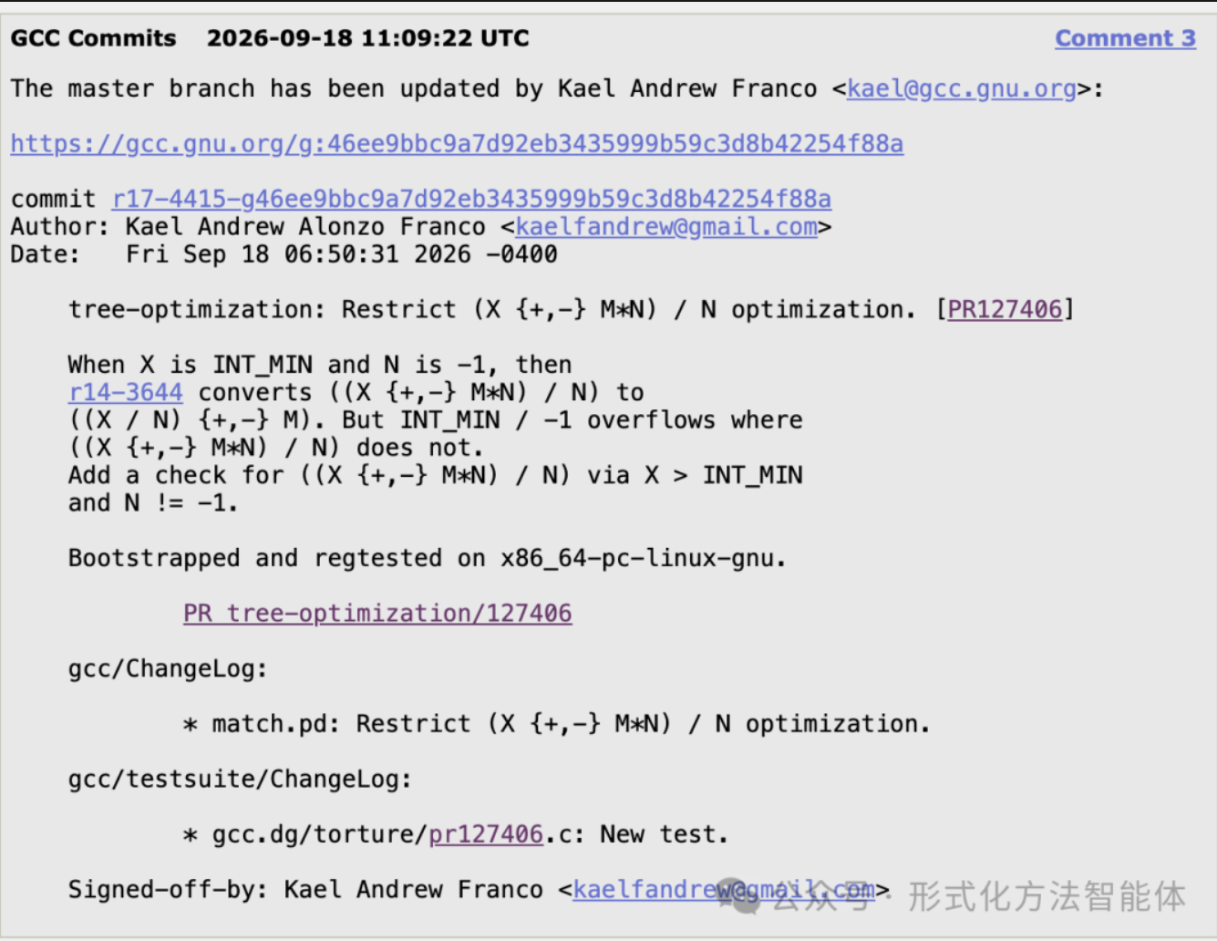 GCC commit restricting the division optimization to fix bug 127406